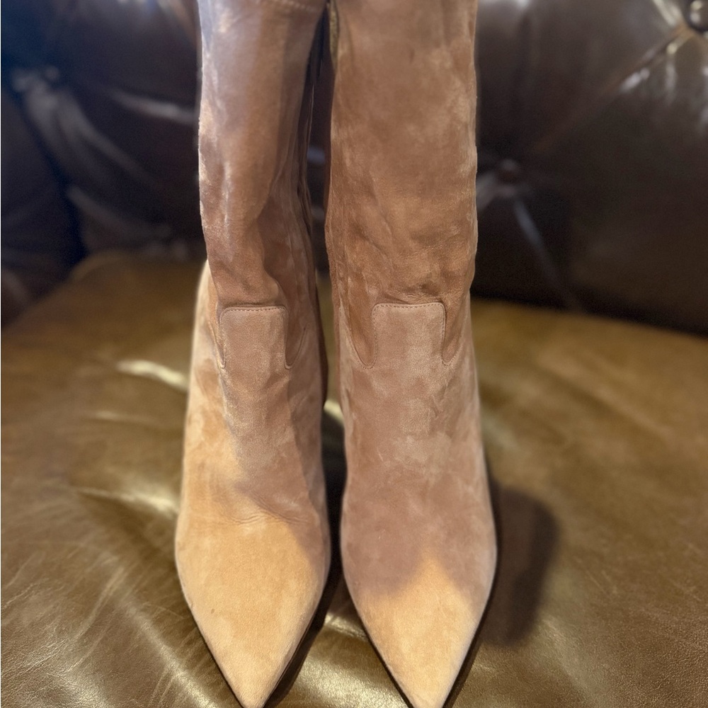 Valentino Tan Suede Heeled Boots